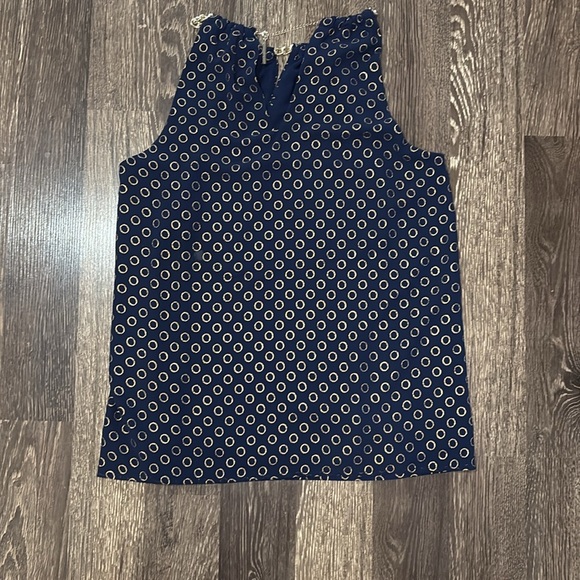 Michael by Michael Kors navy with gold hoops halter tank top with chain detail - Picture 2 of 7